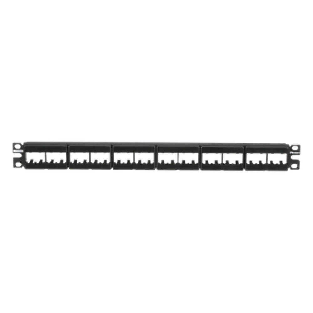 Panel de Parcheo Modular / 24 Puertos / 1UR / Plano / Sin Blindaje / Mini-Com / 19 Pulgadas