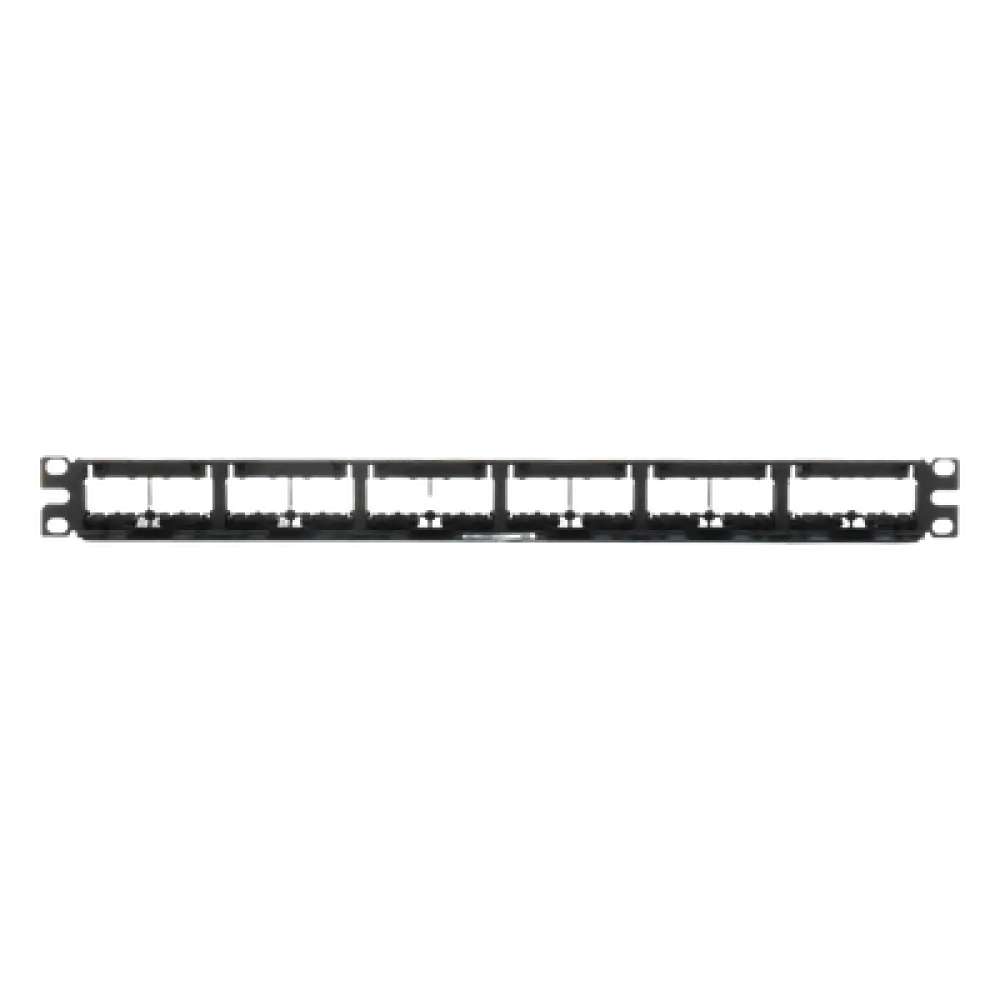 Panel de Parcheo Modular / 24 Puertos / 1UR / Plano / Sin Blindaje / Mini-Com / 19 Pulgadas