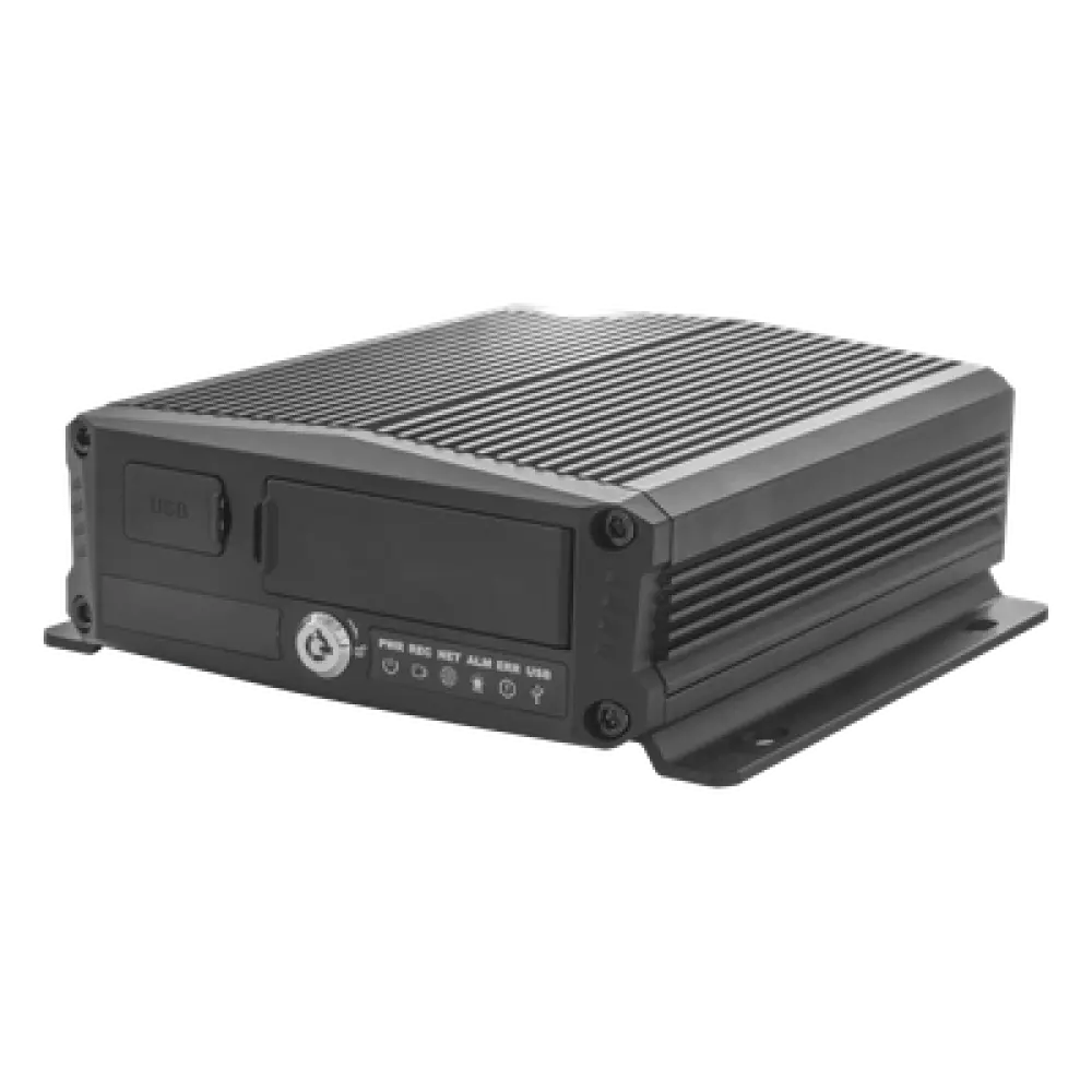 DVR Móvil / 6 Canales / 4 AHD + 2 IP / Almacenamiento 1 TB Micro SD + 2 TB SSD M.2 / H.265 / IA Embebida / 4G / GPS / Wi-Fi