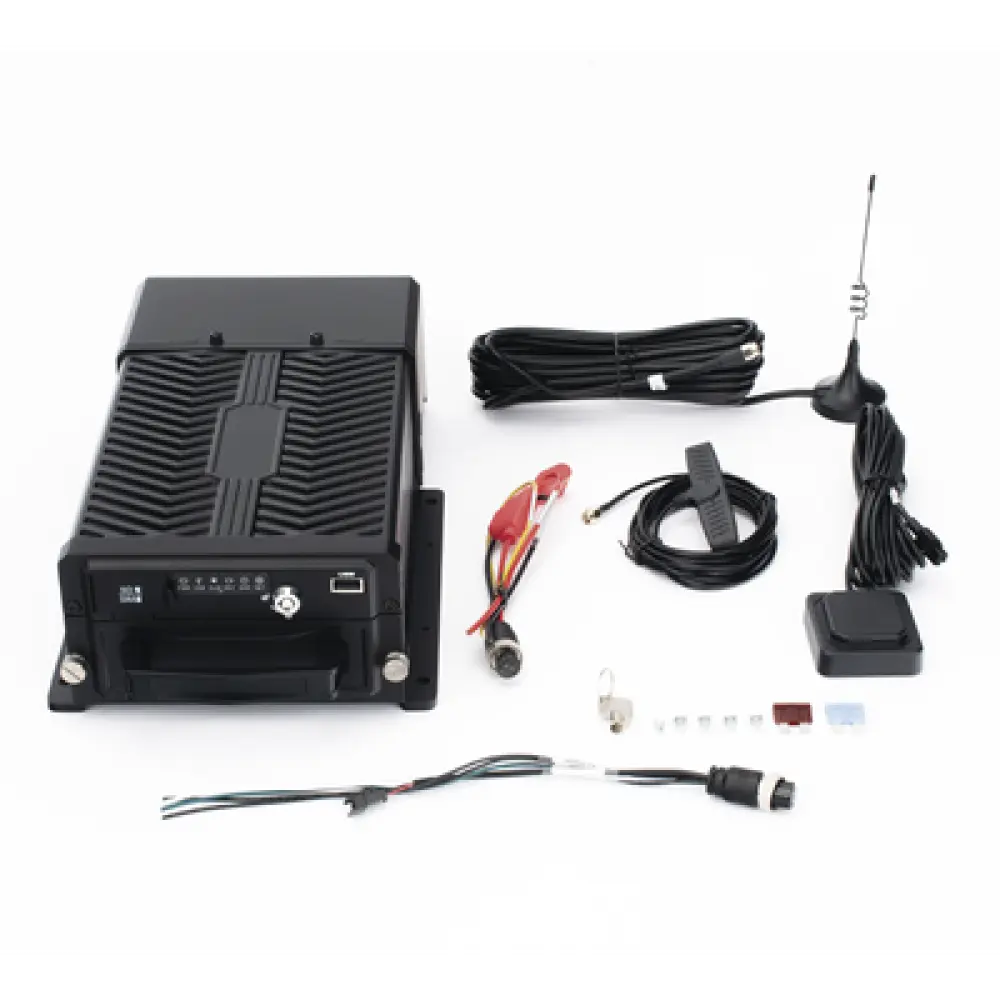DVR Móvil / 8 Canales / 4 AHD 2 Megapixel + 4 IP / H.265 / HDD y SSD M.2 / 4G / WiFi / GPS / -40 a 70°C (-40 a 158°F)