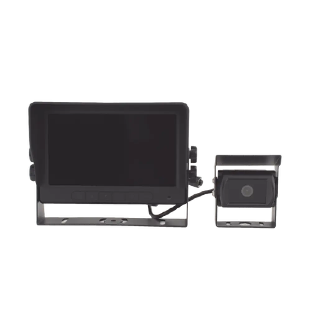 Sistema de Cámara de Reversa / Detección IA de Peatones / HD 720p / Monitor Táctil / Expandible a 2 Cámaras / 18 LEDs Infrarrojos