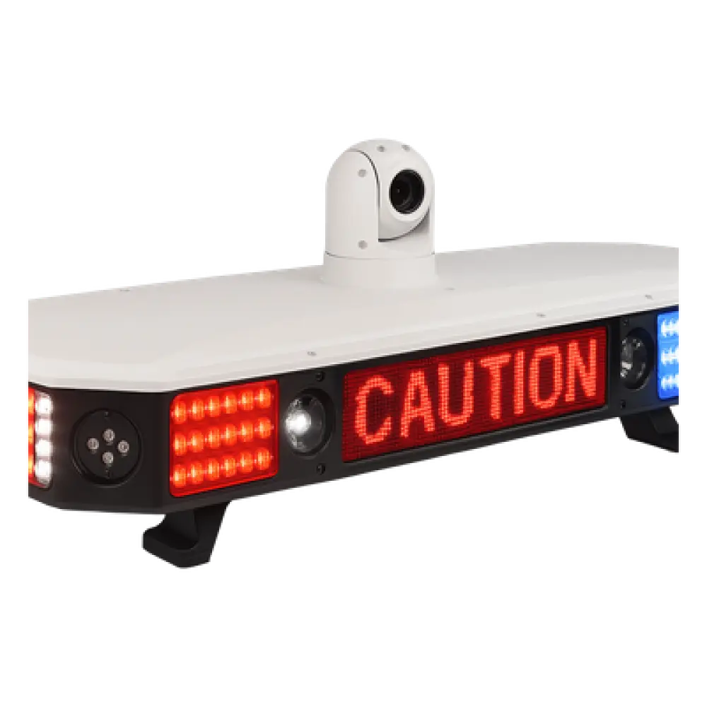 Sistema de Luces de Emergencia para Vehículos Policiales / 8 Cámaras HD AI / PTZ 30x / 6 TOPS / 4G/5G / Sirena 100W / Pantalla LED / RGB 20,000 h