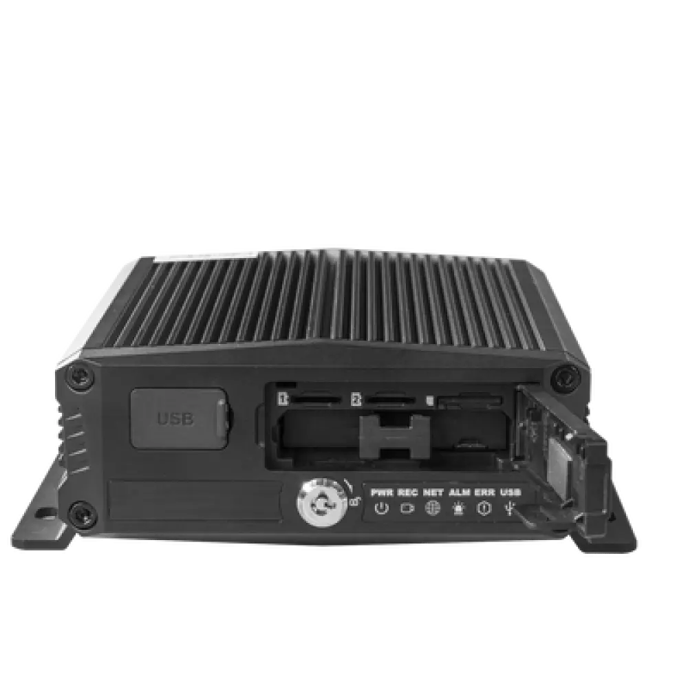 DVR Móvil / 4 Canales AHD + 2 Canales IP / H.265 / Chip IA Embebido / 4G + GPS / Almacenamiento Micro SD 1 TB + SSD M.2 2 TB