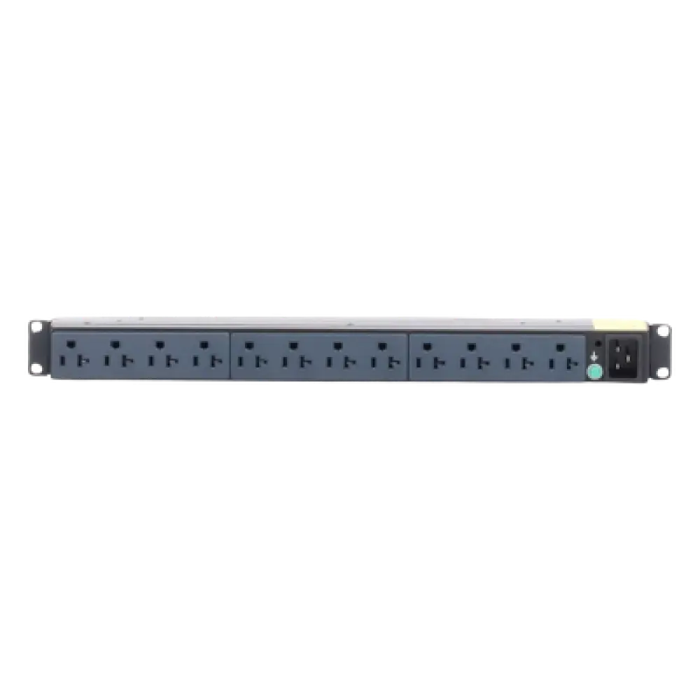 PDU Básico para Rack / 12 Contactos NEMA 5-20R / Entrada NEMA 5-20P / 20A / 120 Vca / Montaje Horizontal 1UR / 19 in