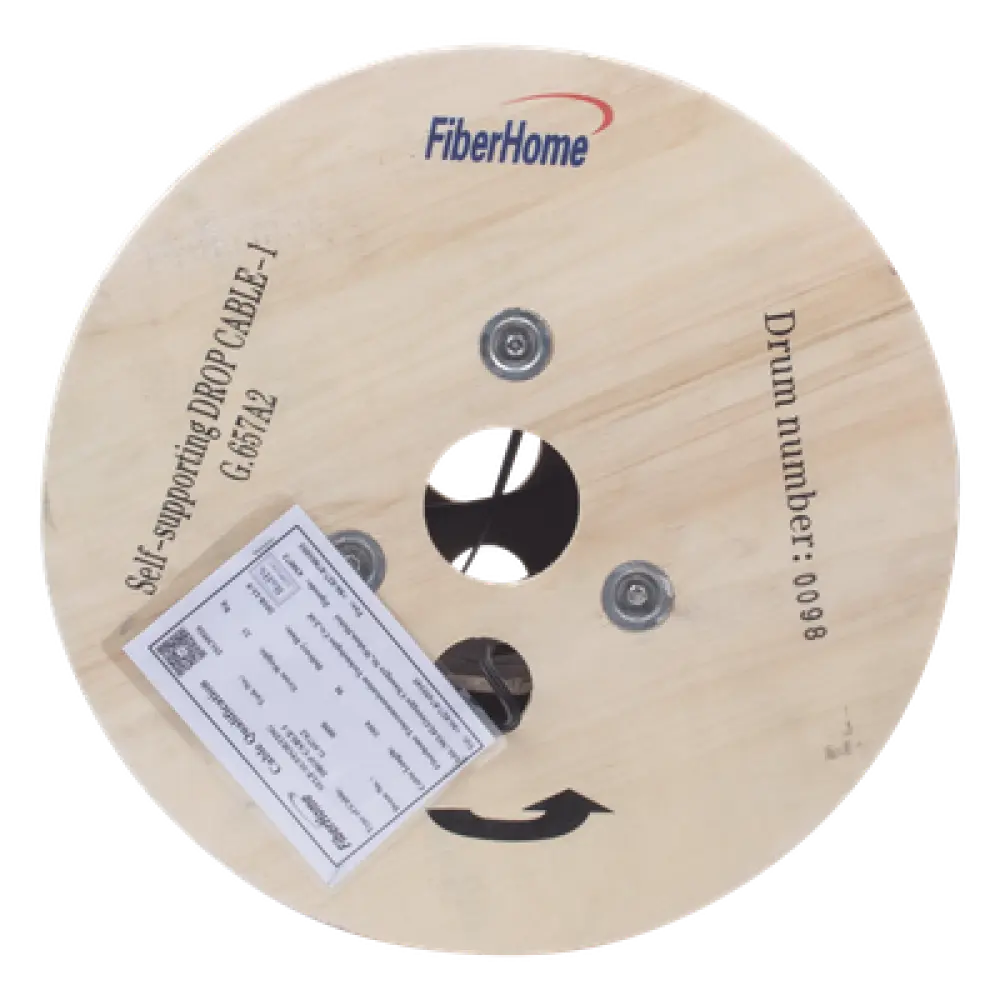 Carrete de Fibra Óptica Aérea / Drop Figura 8 / G.657A2 / Monomodo 1 Hilo / LSZH / 1 km (3281 ft) / Span 80