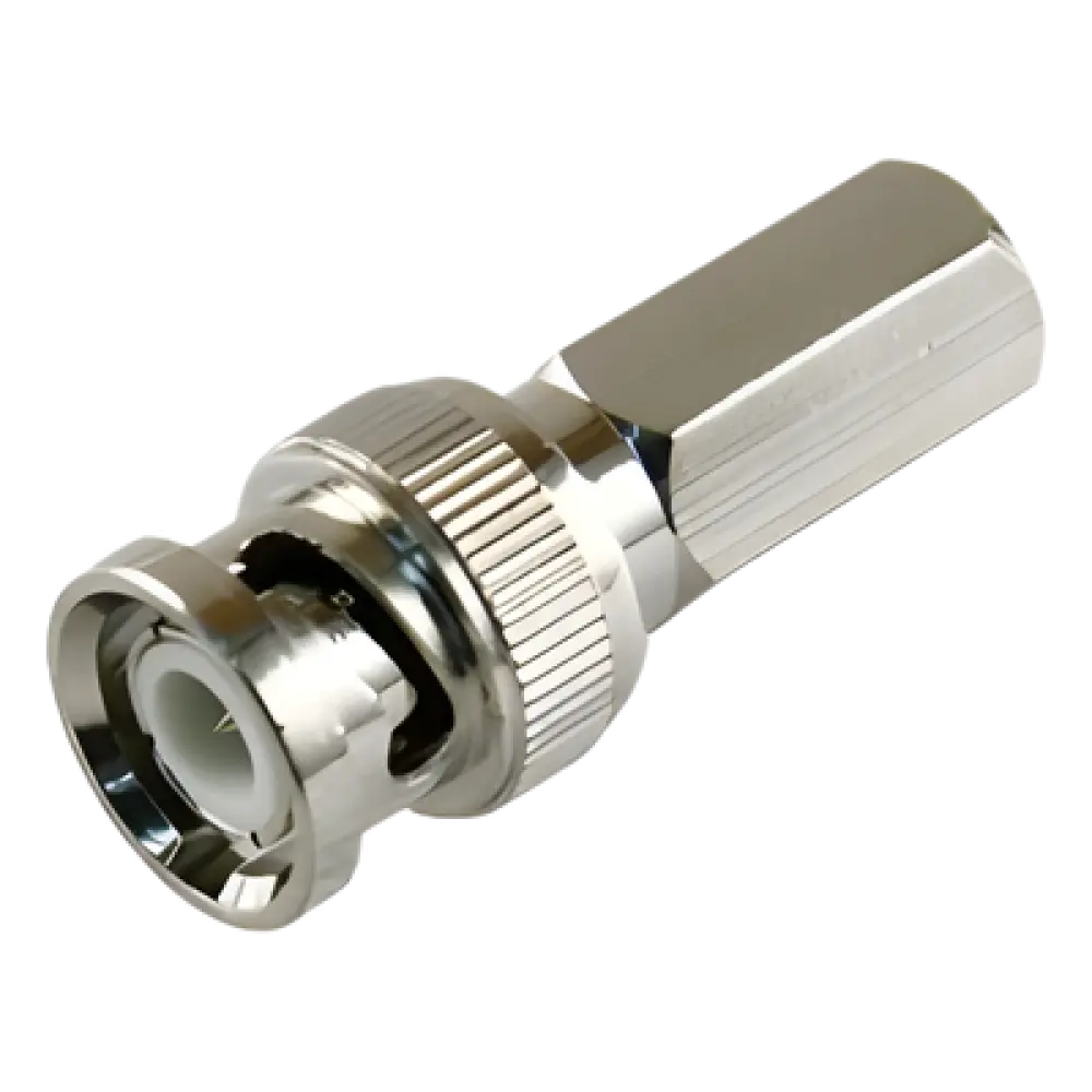 Conector BNC Macho / RG-59/U / 75 Ohm / Rosca Hexagonal 9.5 mm / Ensamble sin Herramientas / 13.9 mm x 31.8 mm