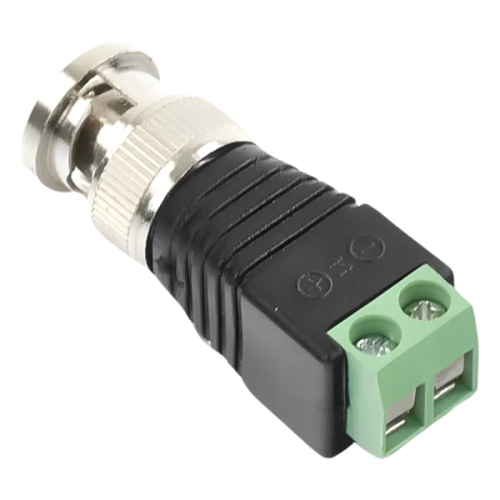 Adaptador BNC Macho / Terminales Tornillo / 75 Ohm / Cables AWG 26-14 / RG-59 / RG-6