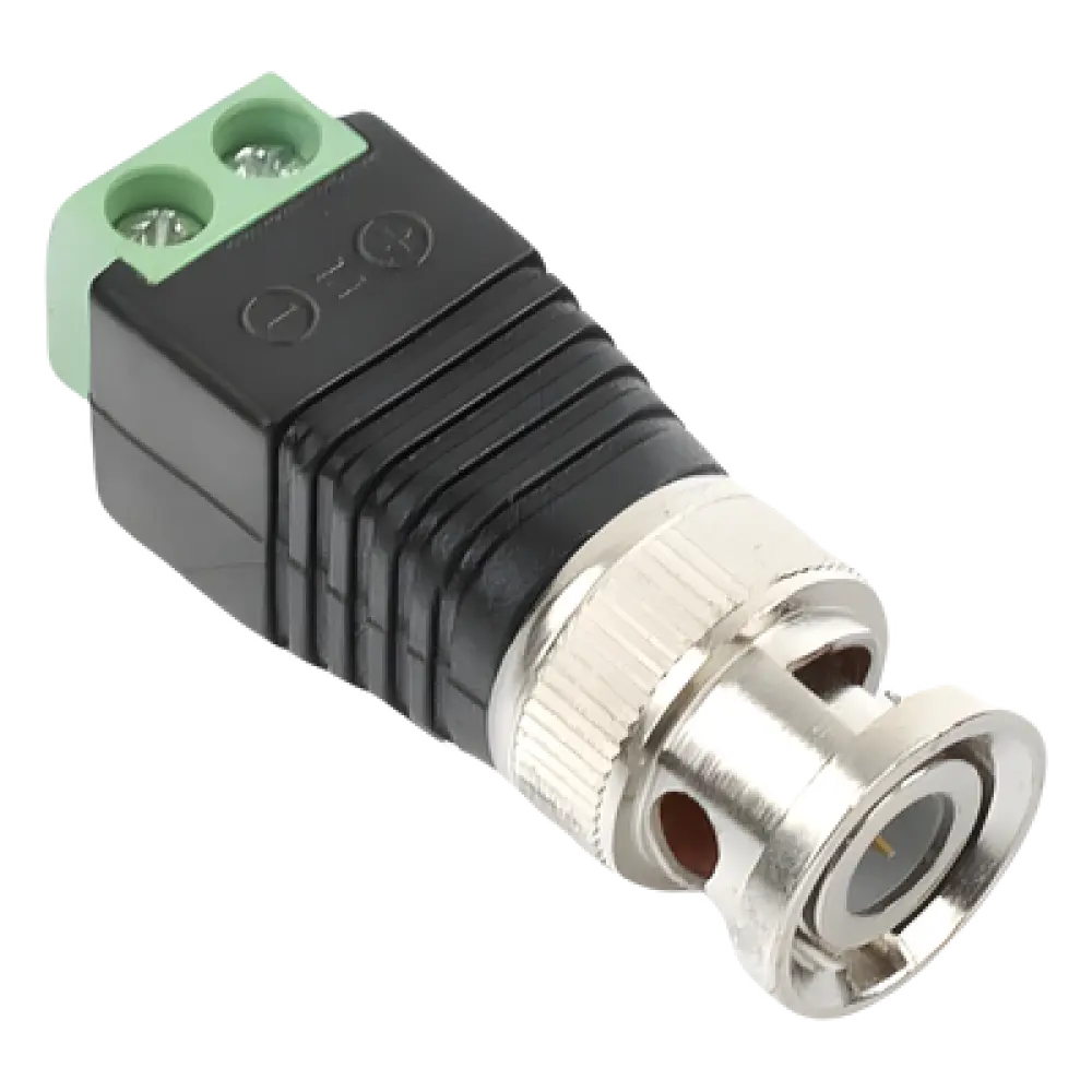 Adaptador BNC Macho / Terminales Tornillo / 75 Ohm / Cables AWG 26-14 / RG-59 / RG-6