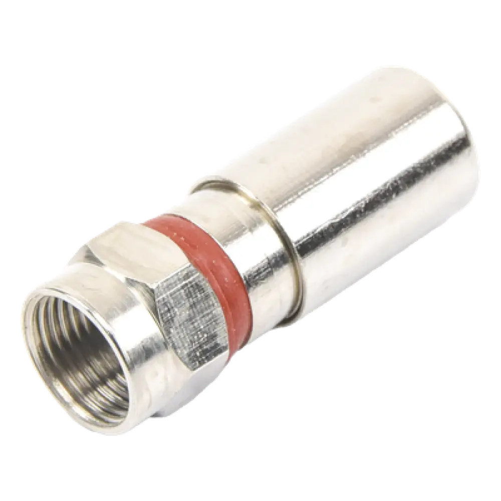 Conector F Macho / Compresión en Línea / Cable RG-6 / Cuerpo Bronce Niquelado / Contacto Oro / Aislante Teflón