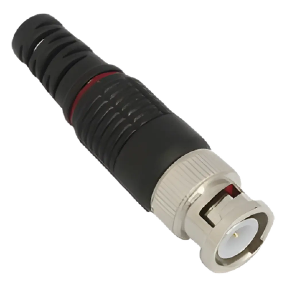 Conector BNC Macho / 75 Ohm / Montaje en Línea / Níquel-Oro-PTFE / Para Cable RG-59