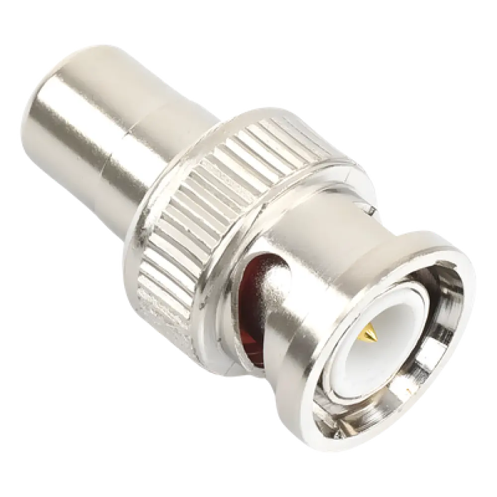 Adaptador en Línea / 75 Ohm / BNC Macho a RCA Hembra / 13.9 mm x 27 mm / 0.55 in x 1.06 in