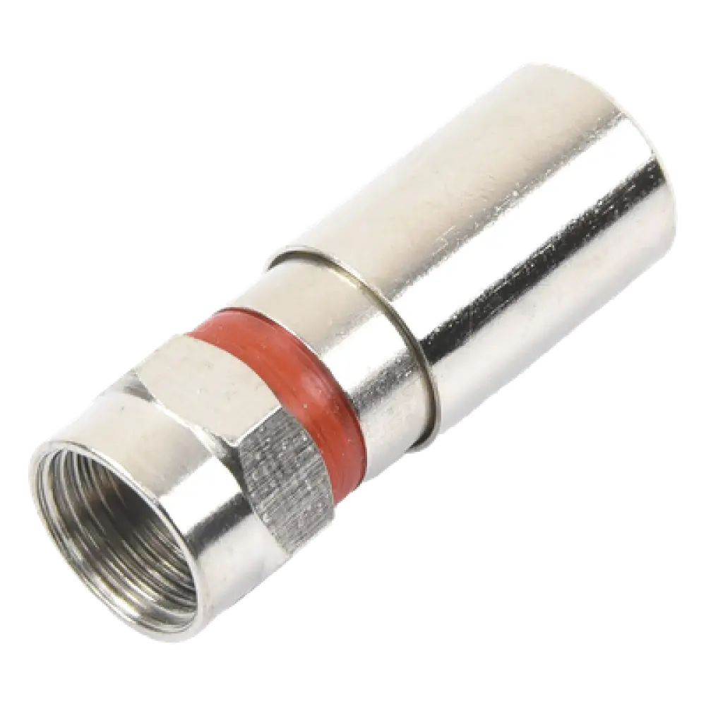 Conector F Macho / Compresión en Línea / Cable RG-59 / Cuerpo Bronce Niquelado / Contacto Oro 24k / Aislante Teflón