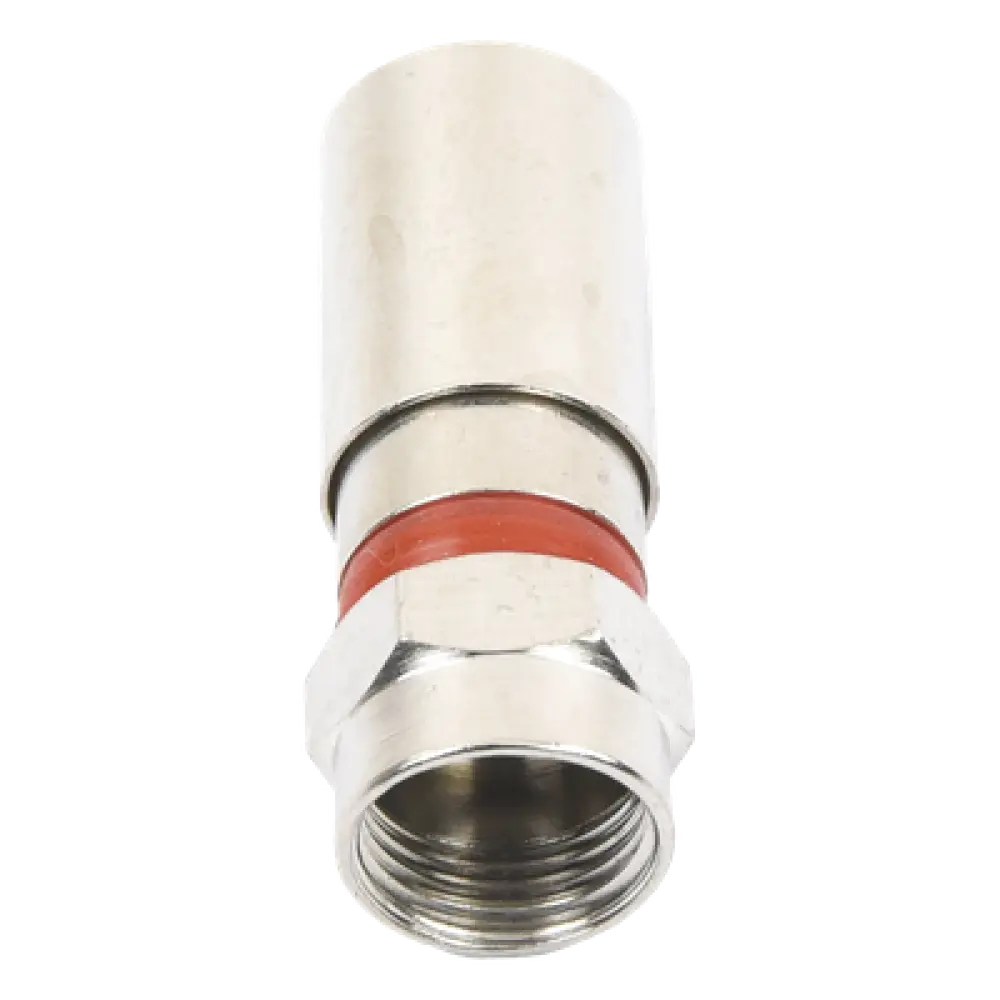 Conector F Macho / Compresión en Línea / Cable RG-59 / Cuerpo Bronce Niquelado / Contacto Oro 24k / Aislante Teflón