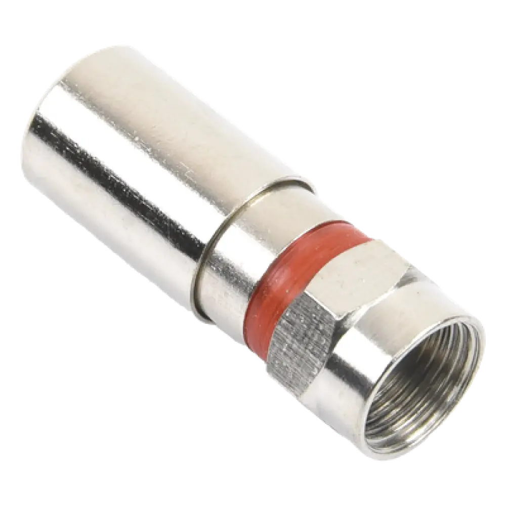 Conector F Macho / Compresión en Línea / Cable RG-59 / Cuerpo Bronce Niquelado / Contacto Oro 24k / Aislante Teflón