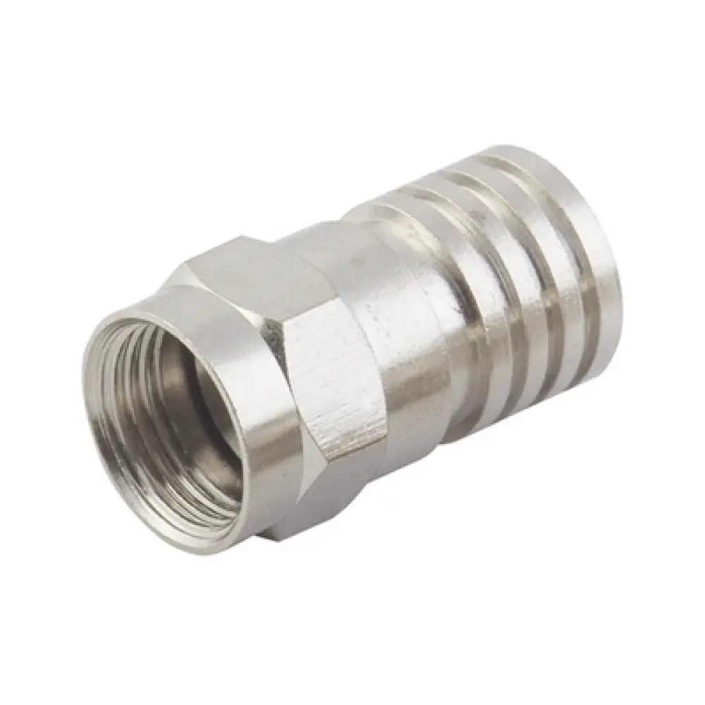 Conector F Macho / Doble Blindaje / Plegable / Bronce Niquelado / RG-6