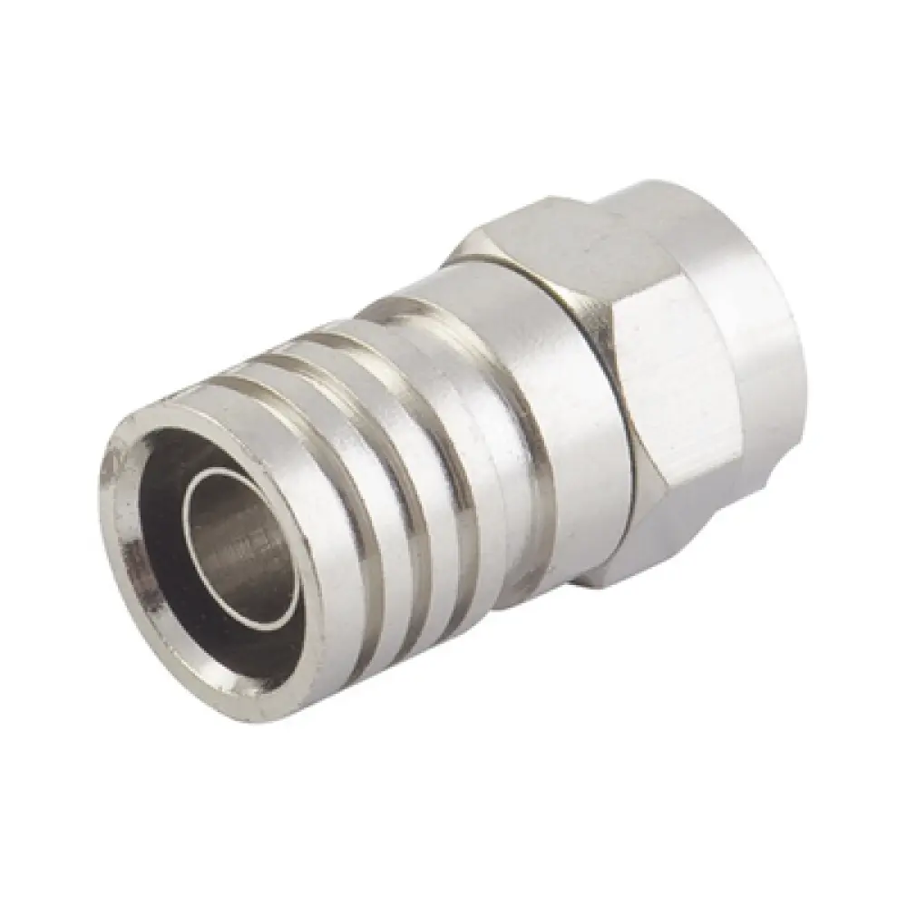 Conector F Macho / Doble Blindaje / Plegable / Bronce Niquelado / RG-6