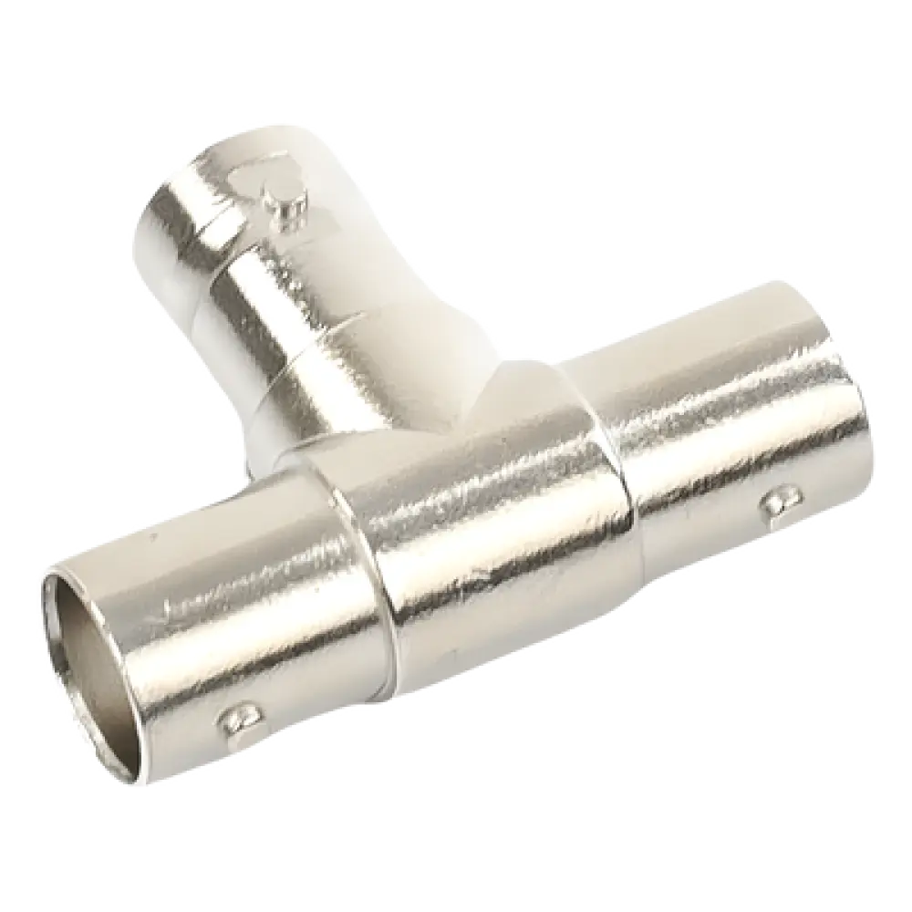 Adaptador Coaxial en T / Triple BNC Hembra / 75 Ohm / Níquel-Oro-PTFE / 14.5 x 23.7 x 33.0 mm
