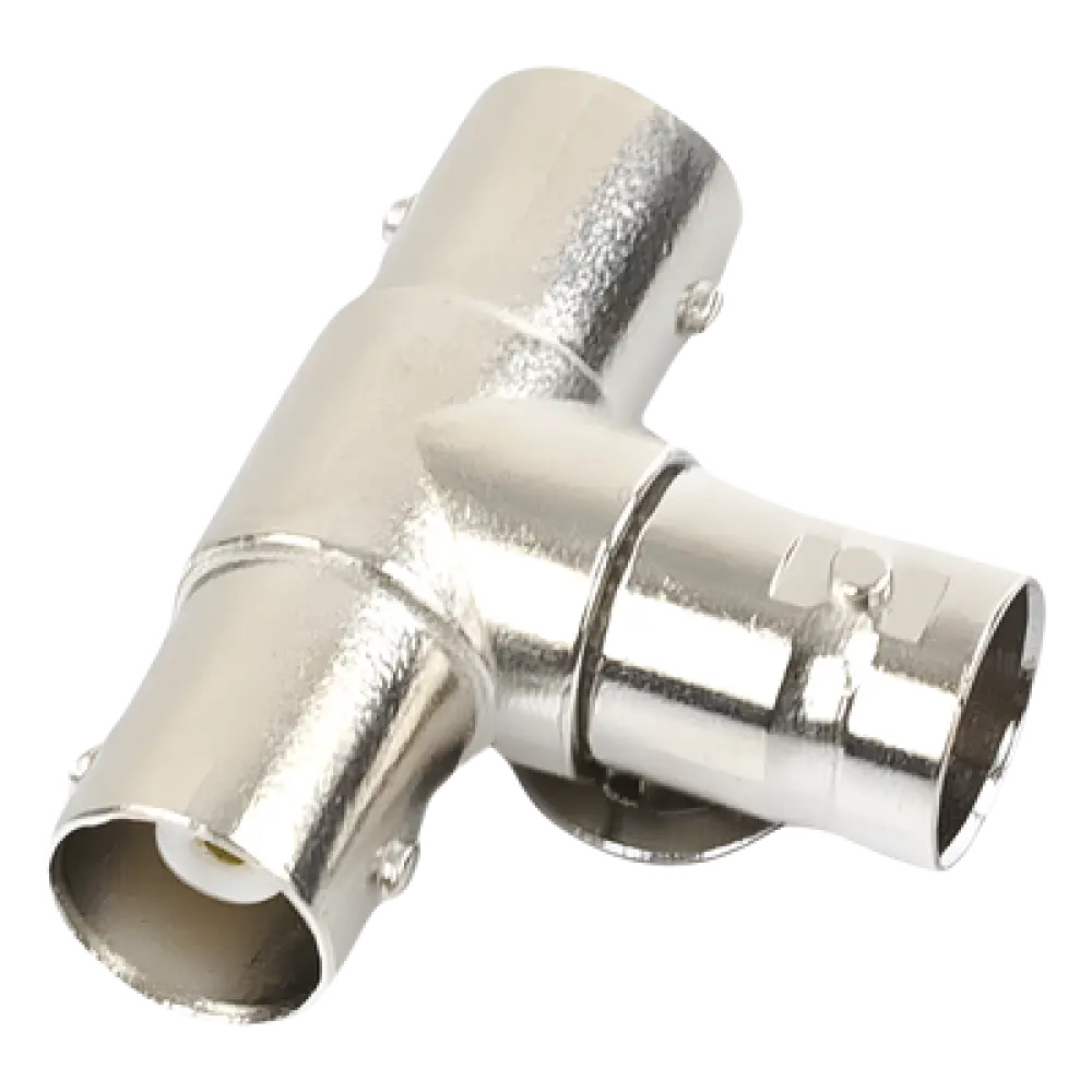 Adaptador Coaxial en T / Triple BNC Hembra / 75 Ohm / Níquel-Oro-PTFE / 14.5 x 23.7 x 33.0 mm