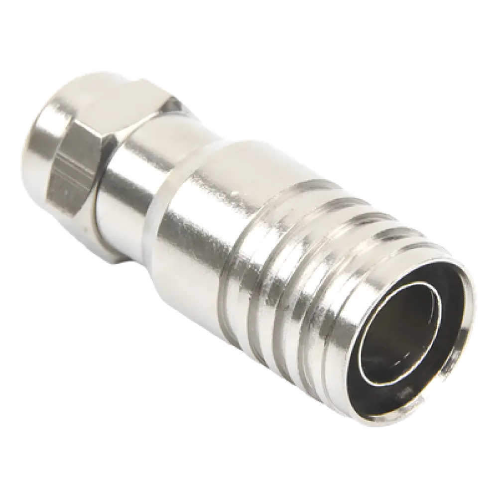 Conector F Macho / Plegable / 75 Ohm / Para Cable RG-11 / Rango -20°C a 80°C / Cuerpo Bronce-Niquelado