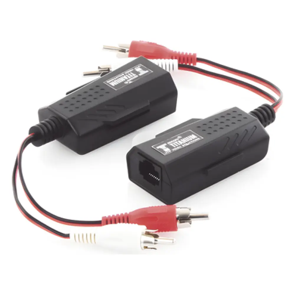Balun Extensor de Audio / 800 m (2625 pies) / RCA a RJ45 / CAT5-6 / Protección TVS Grado 3 / 60 dB Rechazo Diafonía