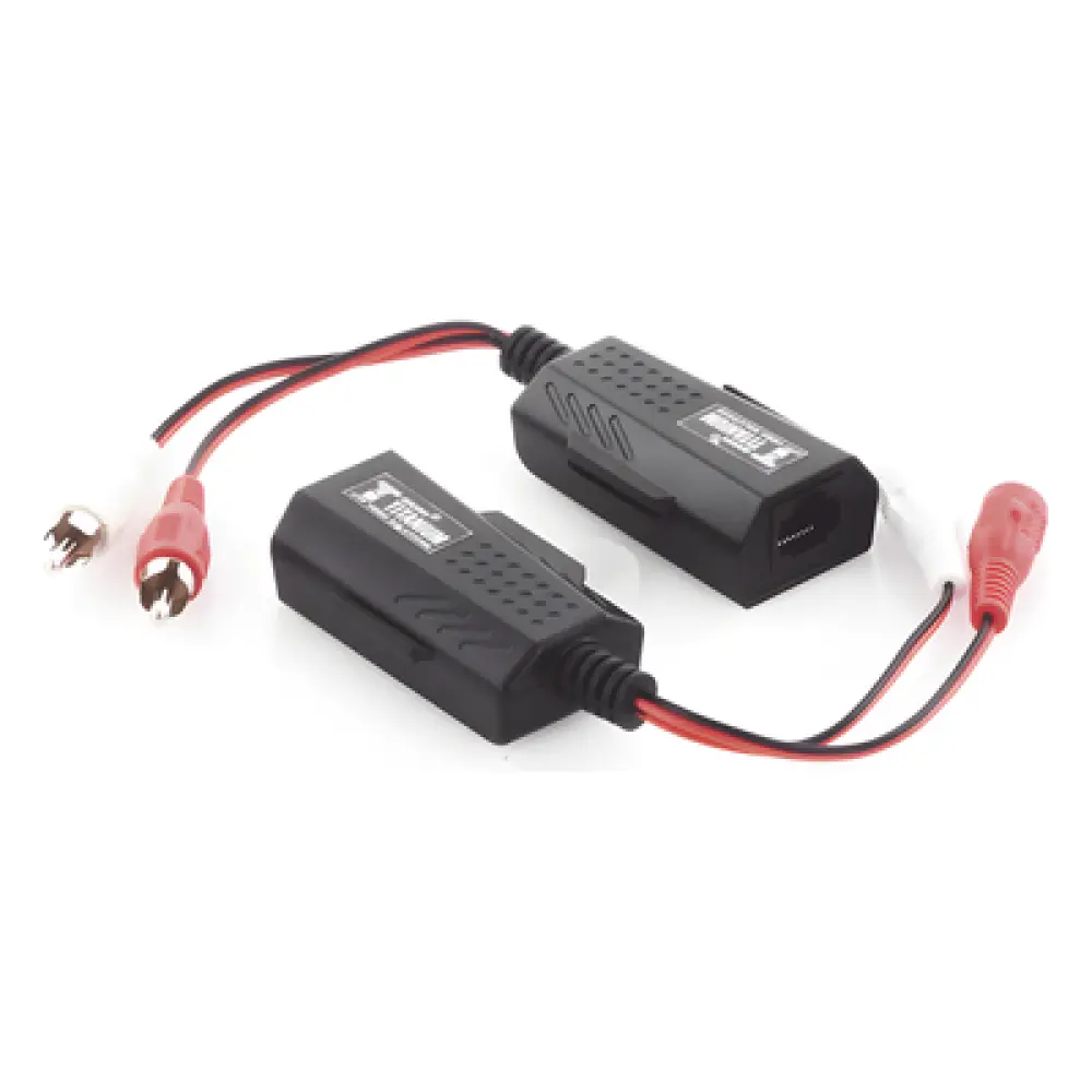 Balun Extensor de Audio / 800 m (2625 pies) / RCA a RJ45 / CAT5-6 / Protección TVS Grado 3 / 60 dB Rechazo Diafonía