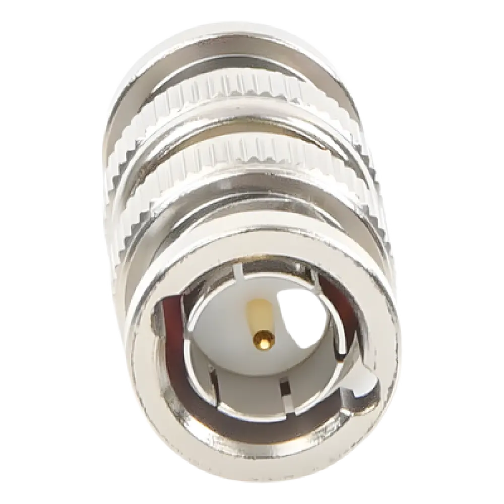 Adaptador Coaxial / BNC Macho a BNC Macho / 75 Ohm / Montaje en Línea / Cuerpo Niquelado / Contacto Oro / Aislante Teflón