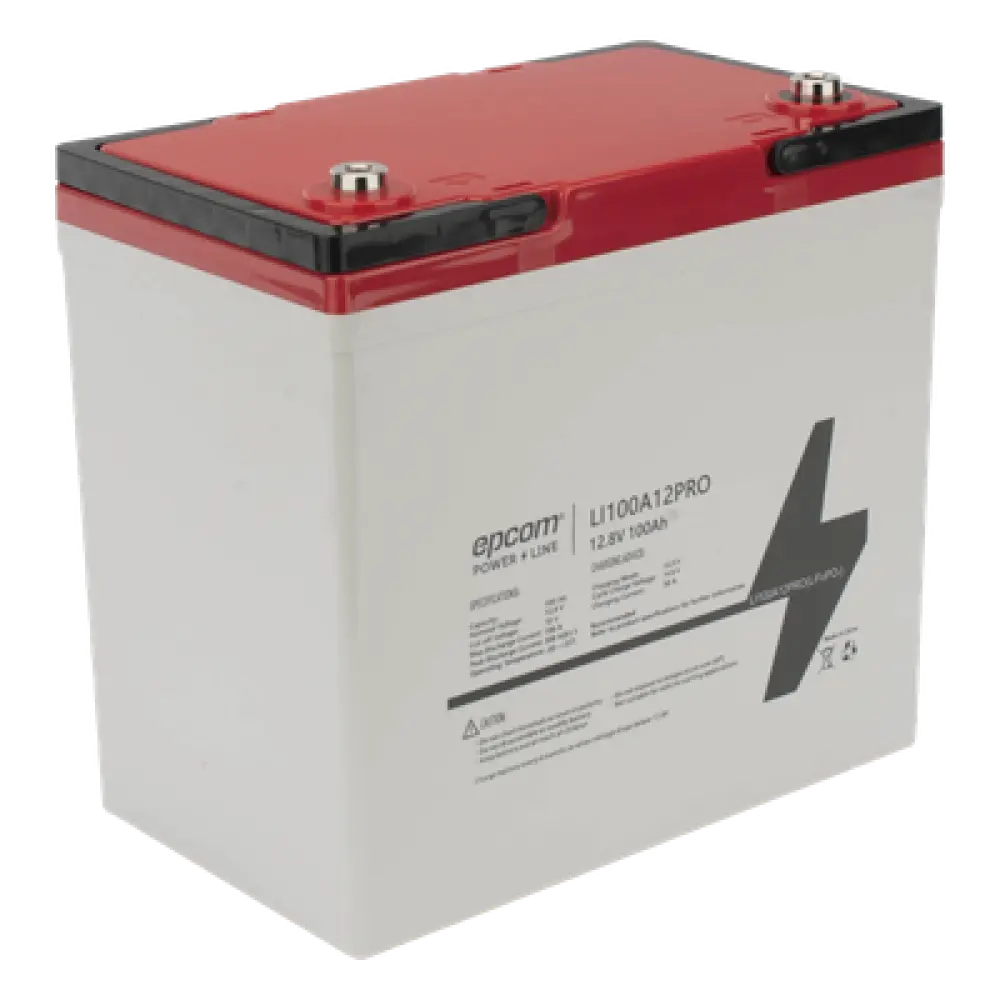 Batería LiFePO4 Ciclo Profundo / 12.8 Vcc / 100 Ah / Descarga Máxima 100 A / 3500 Ciclos / Válvula de Alivio