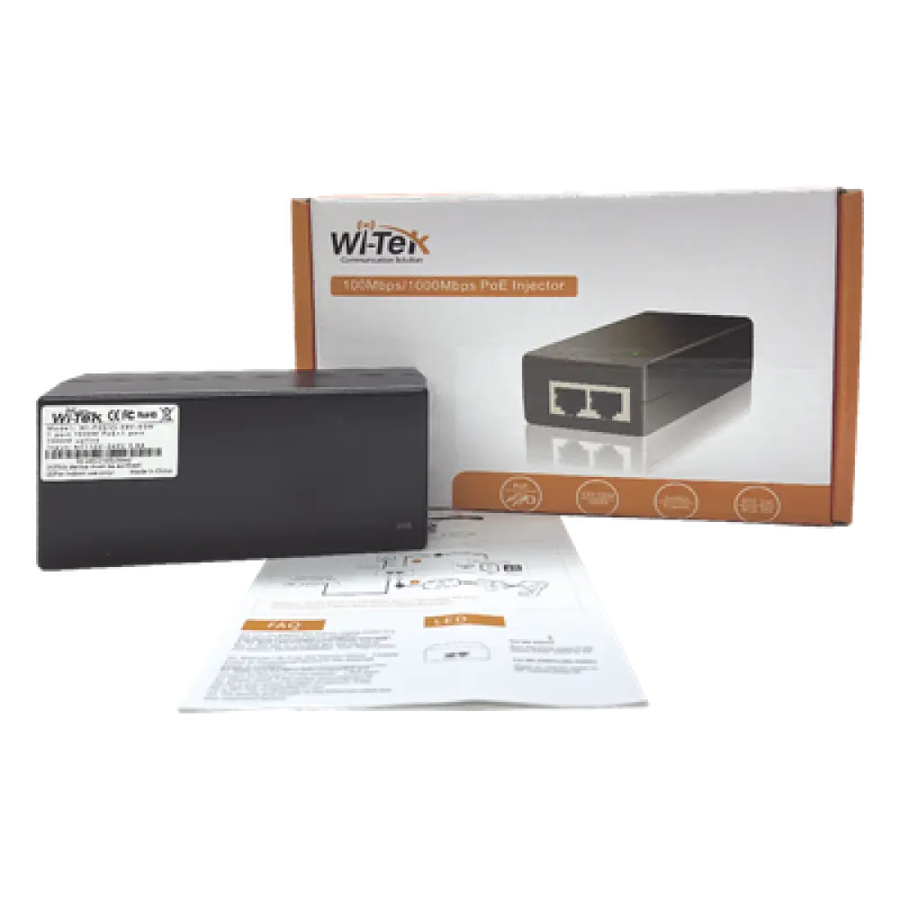 Inyector PoE / Hi-PoE 60 W / Gigabit 2 Gbps / 2 Puertos / Alcance 100 m (328 ft) / Interior / Plug and Play