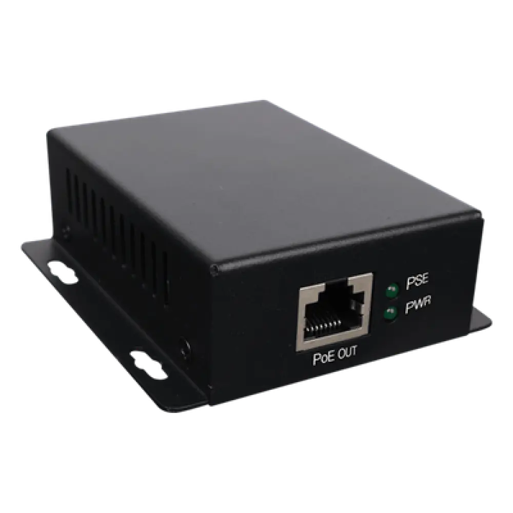 Inyector PoE Industrial / Entrada 9-42 Vcc / Salida 48V PoE 802.3af/at / Dual RJ45 10/100/1000 Mbps / Rango -20℃ a 70℃