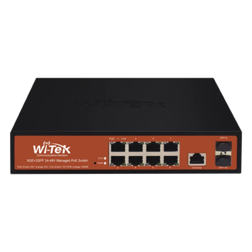 Switch Administrable PoE / 8 Puertos Gigabit / 2 SFP / 150W / 20Gbps / 6kV Protección Rayos / Fanless / -10 a 55°C / 0.71 x 0.46 x 0.18 pies