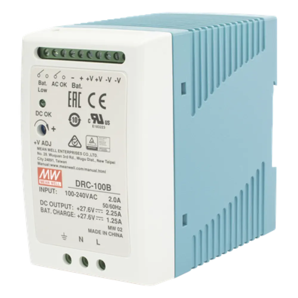 Fuente de poder con cargador de batería / Riel DIN / 24V / 100W / 2.25A / UL 508 / 2.16 x 3.54 x 3.94 pulgadas