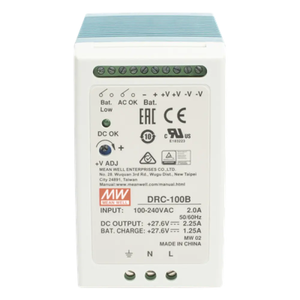 Fuente de poder con cargador de batería / Riel DIN / 24V / 100W / 2.25A / UL 508 / 2.16 x 3.54 x 3.94 pulgadas