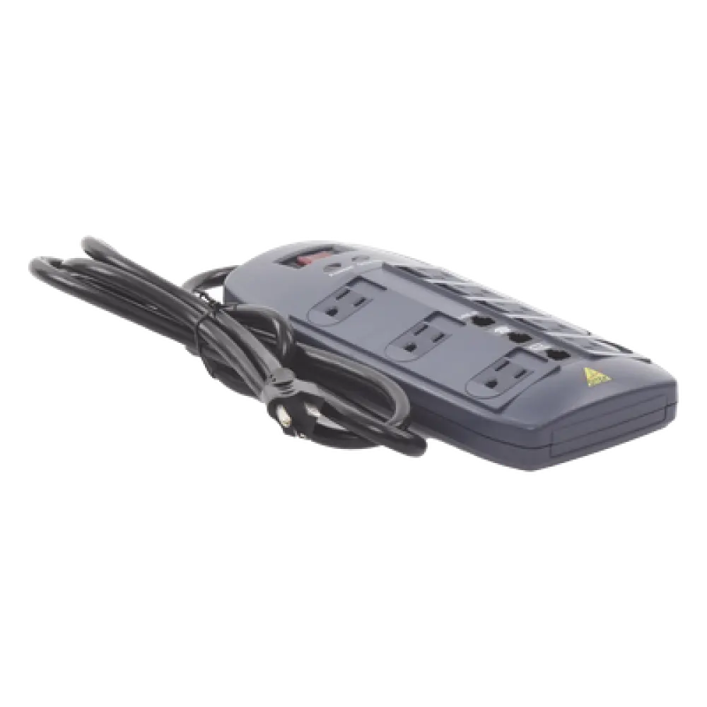Multicontacto 8 Salidas / 120 VCA 15 A / 2160 Joules / Telco RJ11 / 6 Transformadores Simultáneos / 5.9 pies Cable