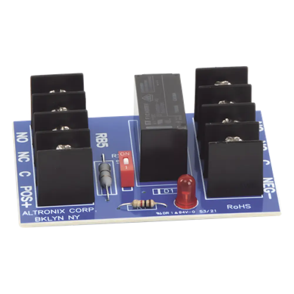 Relé DPDT / Entrada 6 o 12 VDC / Contactos 5A/220 VAC o 28 VDC / Consumo 120 mA / LED de Activación