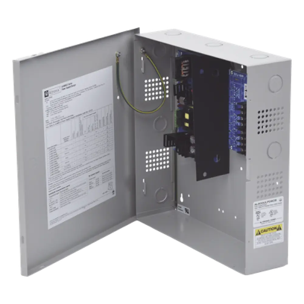 Fuente de Alimentación Controlada / 8 Salidas 12/24 Vcc / 6 A Continuos / Protección PTC Clase 2 / Cargador de Batería Integrado / 115 Vca Entrada