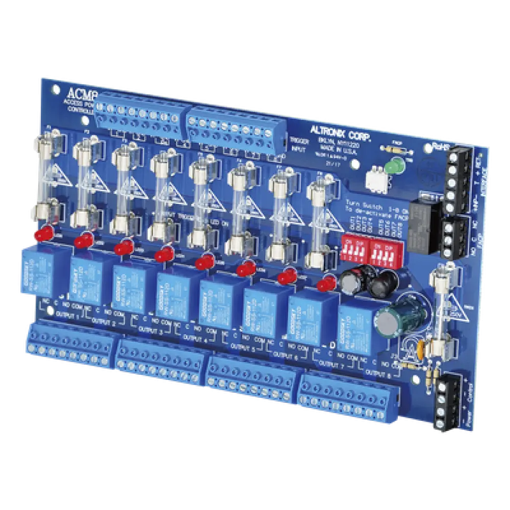 Tarjeta de Control de Acceso / 8 Entradas / 8 Salidas Protegidas / 12-24 Vcd / Contactos Secos Tipo C / Interfaz FACP