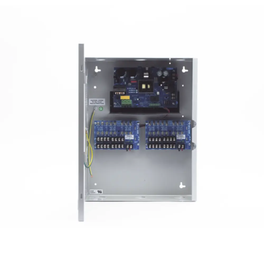 Fuente de Poder Controlada / 12 VDC 10 A / 16 Salidas con Fusibles / Cargador de Batería de Respaldo / Supervisión de Fallo CA