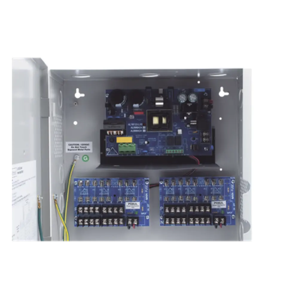 Fuente de Poder Controlada / 12 VDC 10 A / 16 Salidas con Fusibles / Cargador de Batería de Respaldo / Supervisión de Fallo CA