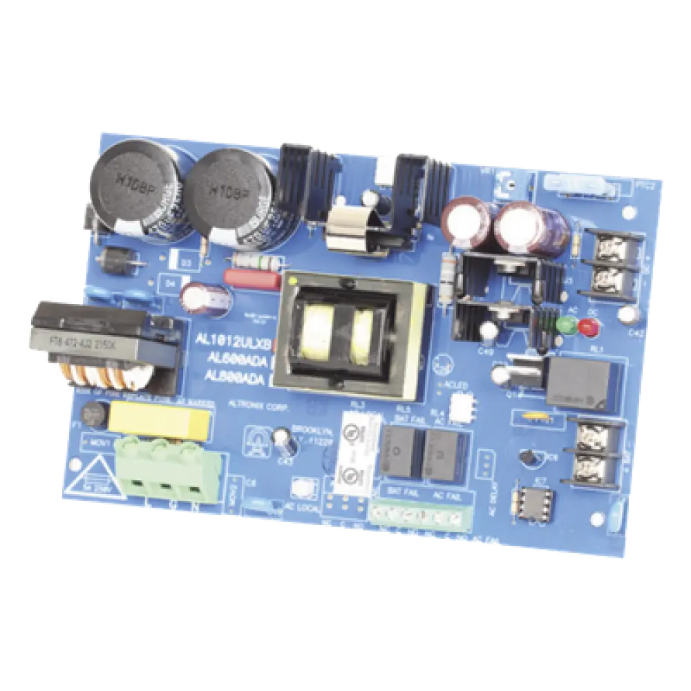Fuente de Poder Tipo Tarjeta / 115VAC a 12VDC / 10A Continuos / Respaldo de Batería / Failover Instantáneo / Supervisión AC y Batería / UL294