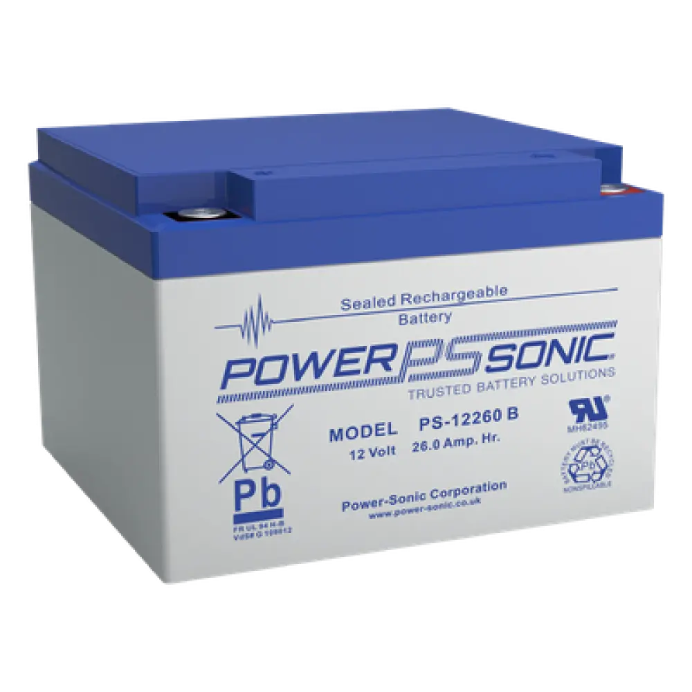 Batería de Respaldo AGM/VRLA / 12V / 26 Ah / Terminales M5 / Vida Útil 5 Años / Caja ABS Ignífuga UL94:V0