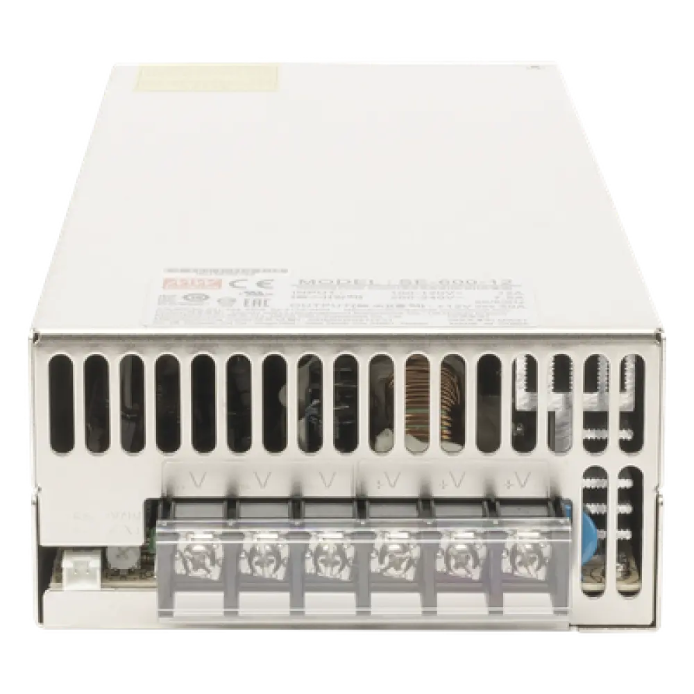 Fuente de poder industrial conmutada / 600W / 12Vcc / 50A / Entrada: 90-132Vca o 180-264Vca seleccionable / Ventilador incorporado