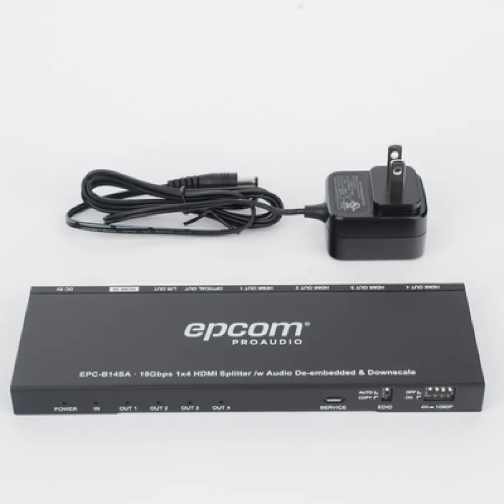 Splitter HDMI / 1x4 Salidas Simultáneas / 4K@60Hz 4:4:4 / HDMI 2.0b / Extractor de Audio Óptico y Analógico / Down Scaler 4K a 1080p / HDCP 2.2 / 18 Gbps