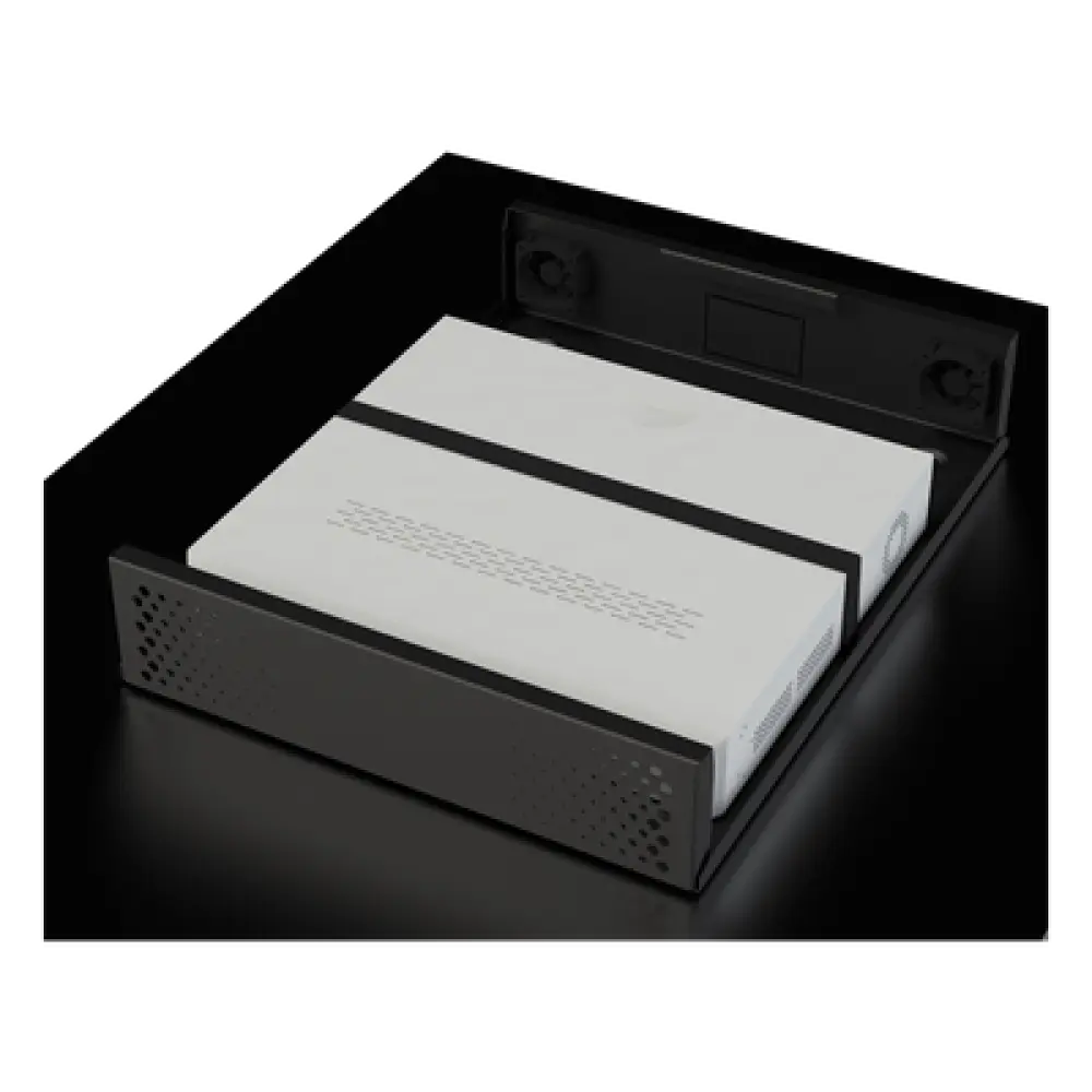 Gabinete Metálico para DVR/NVR / Acero Calibre 20 / Tapa Superior Desmontable / Doble Ventanilla Frontal / Chapa de Seguridad con Llave / Fijación Escritorio o Pared