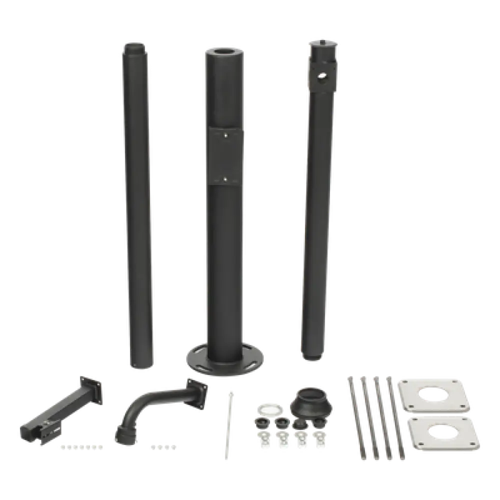 Poste Seccionado para Cámara PTZ / 3 m (9.8 ft) de Altura / 3 Secciones de 1 m / Base de Cimentación 330 mm / Soporte PTZ 48.5 mm / Sellos Impermeables / Color Negro