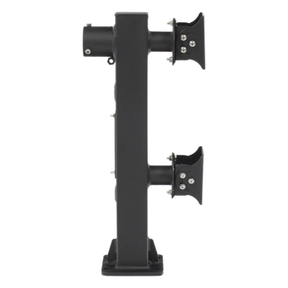 Poste Seccionado para Videovigilancia / 6 m (19.7 ft) / 3 Secciones / Base 140 mm / Espesor 3 mm / Brazo PTZ 500 mm / IP con Sellos / Color Negro