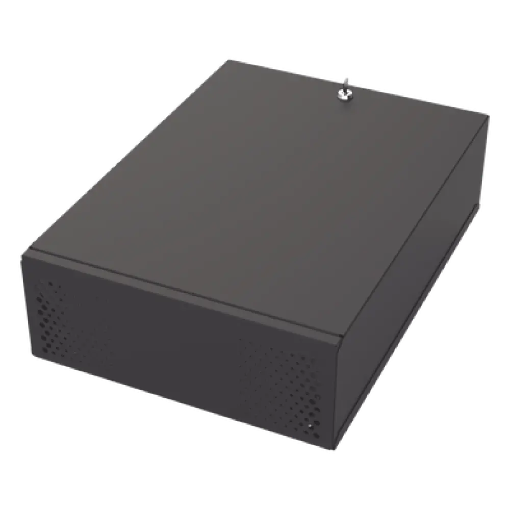 Gabinete Metálico para DVR/NVR / Acero Calibre 20 / 525x180x677 mm / Chapa con Llave / Compatible Ventilador 120 mm / Fijación Mesa o Escritorio