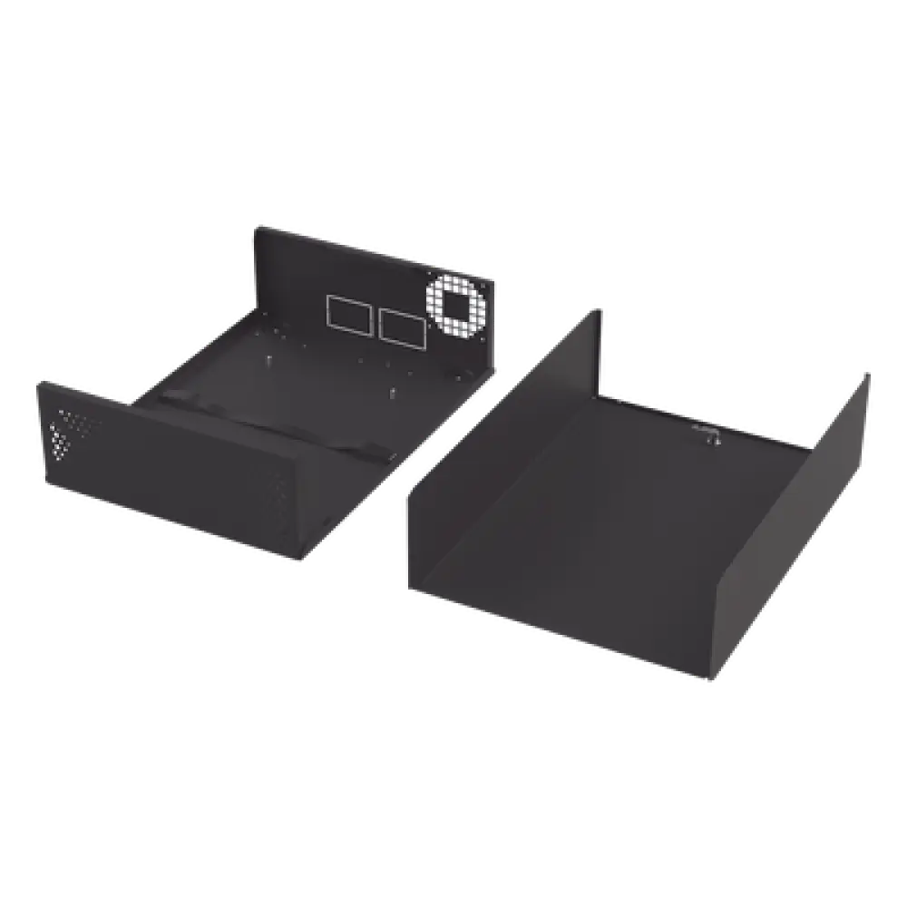 Gabinete Metálico para DVR/NVR / Acero Calibre 20 / 525x180x677 mm / Chapa con Llave / Compatible Ventilador 120 mm / Fijación Mesa o Escritorio