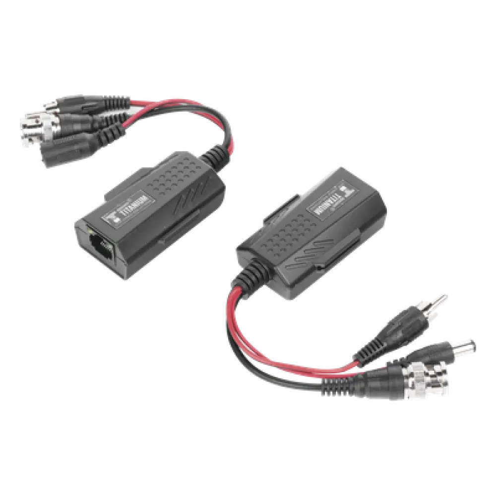 Kit de Transceptores Activos / Transmisión 4K / 150 m (492.1 ft) / Alimentación 12/24 V / Audio y Video por UTP Cat 5e/6 / HD-TVI HD-CVI AHD CVBS