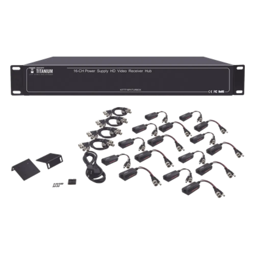 Kit Transceptor Activo / 16 Canales / Video + Potencia por UTP / 4K a 150 m (492.1 ft) / Rack 19" / HD-TVI/CVI/AHD/CVBS