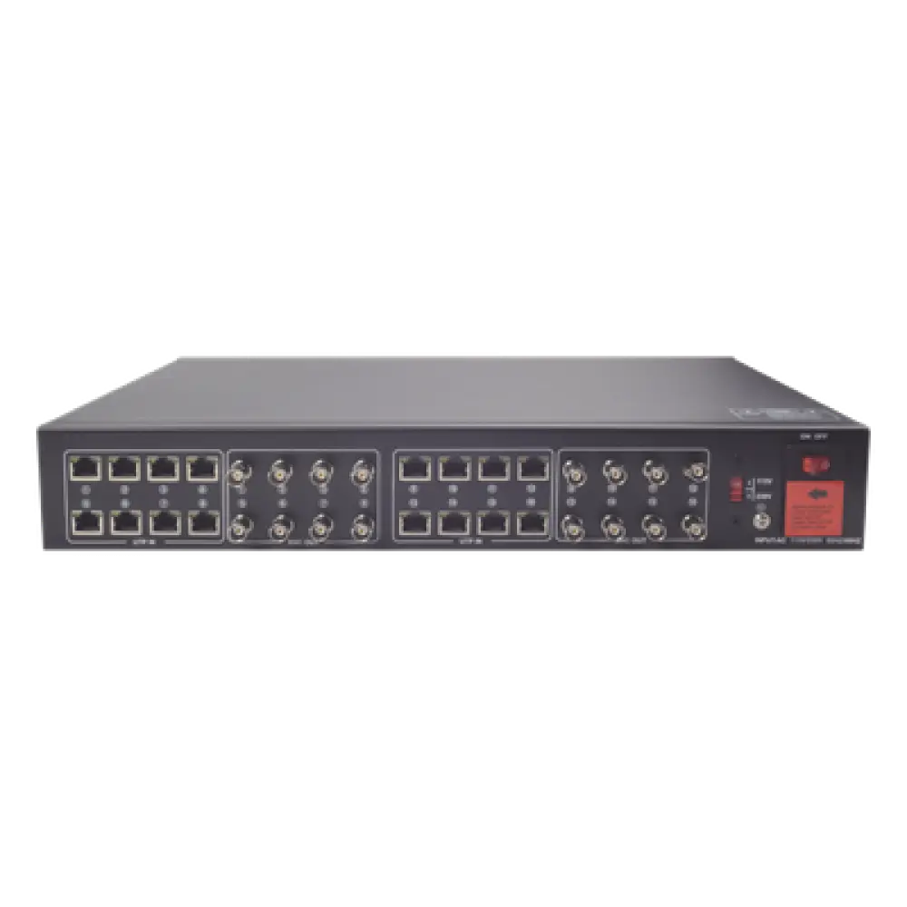 Kit Transceptor Activo / 16 Canales / Video + Potencia por UTP / 4K a 150 m (492.1 ft) / Rack 19" / HD-TVI/CVI/AHD/CVBS